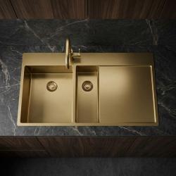 Pure.Sink Exclusivo Gouden 1,5  spoelbak met afdruipgedeelte 100x52 cm Tapwing links PEX3418100LT-60